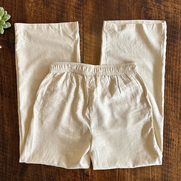Serra | Linen Blend Tan Wide Leg Pants, NWT - Picture 3 of 6